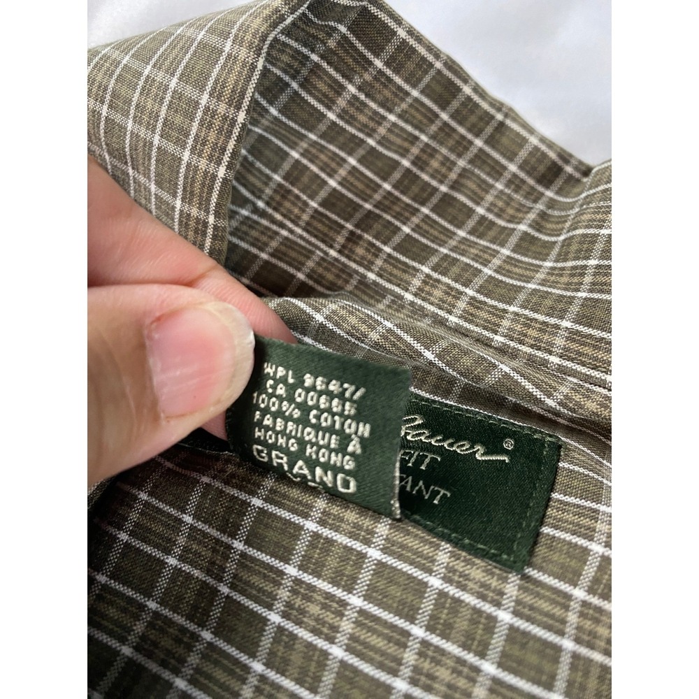 Eddie Bauer Button Down Shirt Mens XL Tall Olive Green Ex Grid Relaxed Fit - Picture 4 of 8